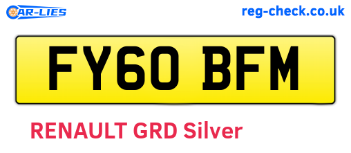 FY60BFM are the vehicle registration plates.