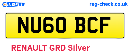 NU60BCF are the vehicle registration plates.