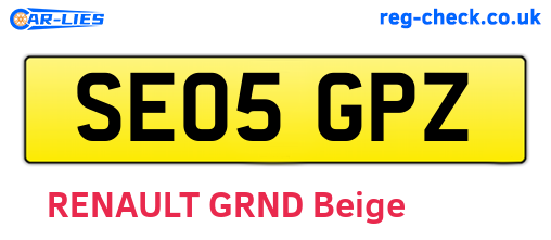 SE05GPZ are the vehicle registration plates.