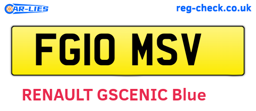 FG10MSV are the vehicle registration plates.