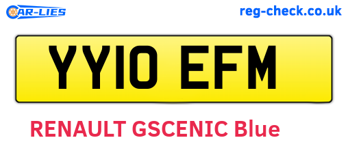 YY10EFM are the vehicle registration plates.