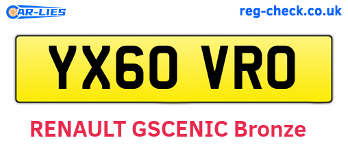 YX60VRO are the vehicle registration plates.