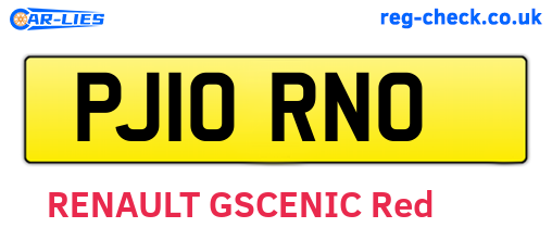 PJ10RNO are the vehicle registration plates.