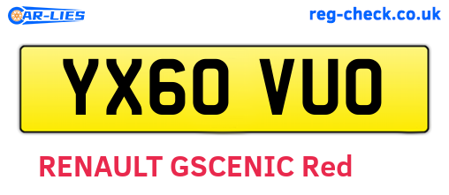 YX60VUO are the vehicle registration plates.
