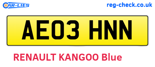 AE03HNN are the vehicle registration plates.