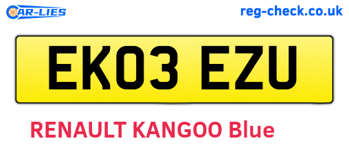 EK03EZU are the vehicle registration plates.