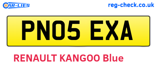 PN05EXA are the vehicle registration plates.