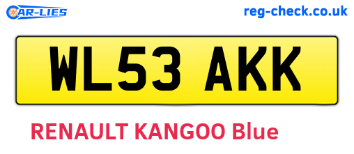 WL53AKK are the vehicle registration plates.