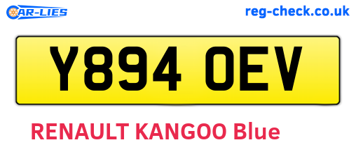 Y894OEV are the vehicle registration plates.