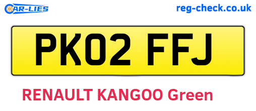 PK02FFJ are the vehicle registration plates.
