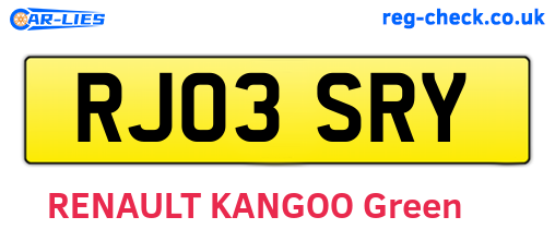 RJ03SRY are the vehicle registration plates.