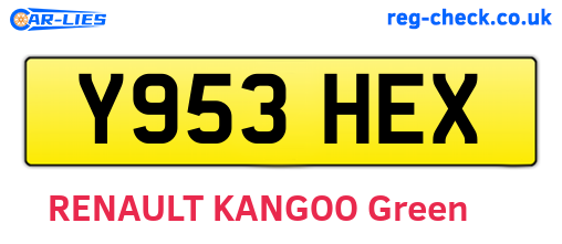 Y953HEX are the vehicle registration plates.