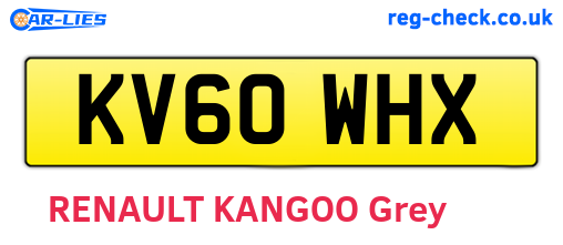 KV60WHX are the vehicle registration plates.