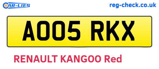 AO05RKX are the vehicle registration plates.
