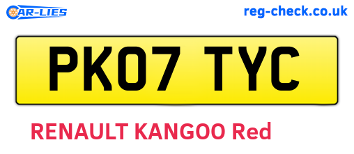 PK07TYC are the vehicle registration plates.