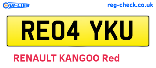 RE04YKU are the vehicle registration plates.
