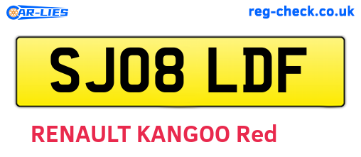SJ08LDF are the vehicle registration plates.