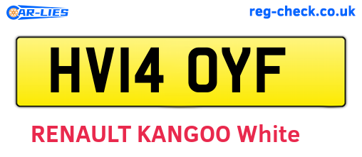 HV14OYF are the vehicle registration plates.