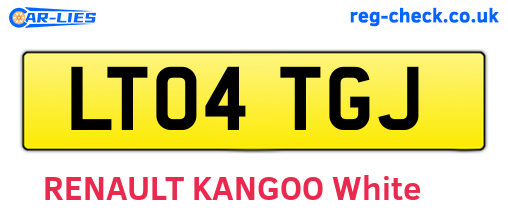 LT04TGJ are the vehicle registration plates.