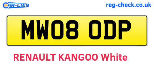 MW08ODP are the vehicle registration plates.