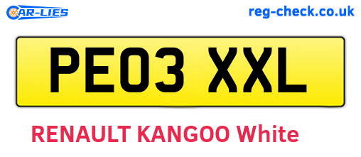 PE03XXL are the vehicle registration plates.