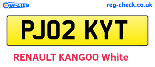 PJ02KYT are the vehicle registration plates.