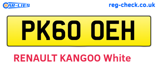 PK60OEH are the vehicle registration plates.
