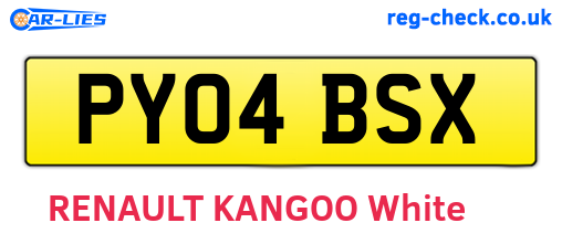 PY04BSX are the vehicle registration plates.