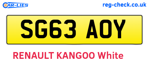 SG63AOY are the vehicle registration plates.
