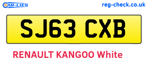 SJ63CXB are the vehicle registration plates.
