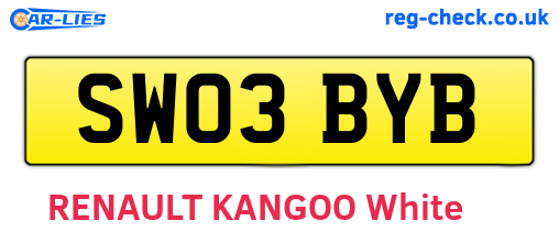 SW03BYB are the vehicle registration plates.