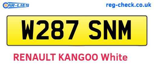 W287SNM are the vehicle registration plates.