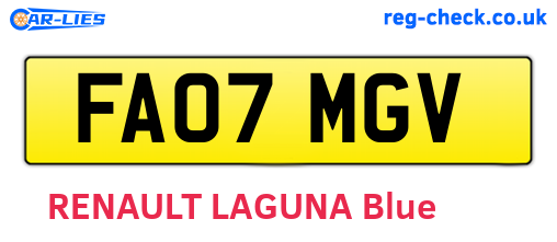 FA07MGV are the vehicle registration plates.