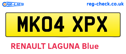 MK04XPX are the vehicle registration plates.