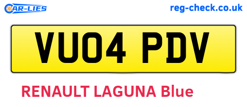VU04PDV are the vehicle registration plates.