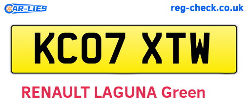 KC07XTW are the vehicle registration plates.