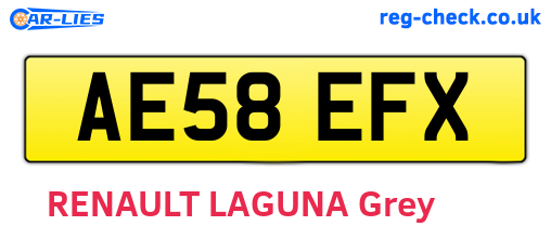 AE58EFX are the vehicle registration plates.
