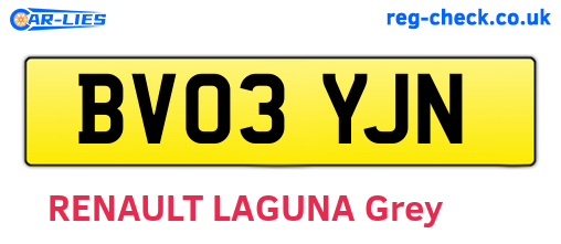 BV03YJN are the vehicle registration plates.