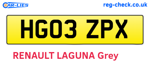 HG03ZPX are the vehicle registration plates.