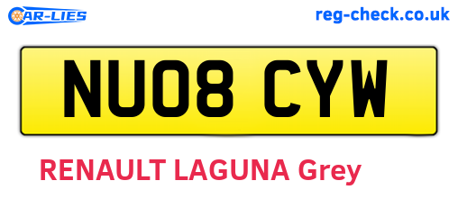 NU08CYW are the vehicle registration plates.