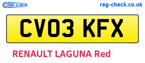 CV03KFX are the vehicle registration plates.