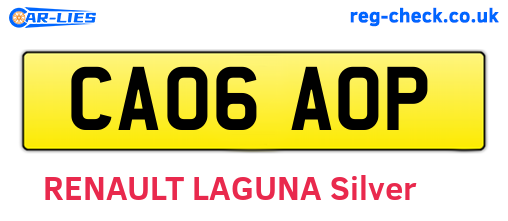 CA06AOP are the vehicle registration plates.