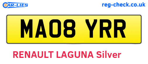 MA08YRR are the vehicle registration plates.
