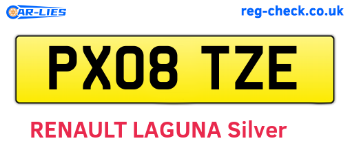 PX08TZE are the vehicle registration plates.
