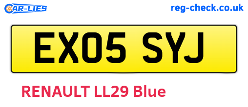 EX05SYJ are the vehicle registration plates.