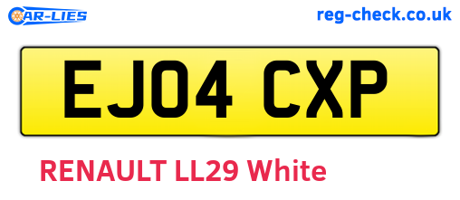 EJ04CXP are the vehicle registration plates.