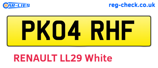 PK04RHF are the vehicle registration plates.
