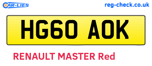 HG60AOK are the vehicle registration plates.
