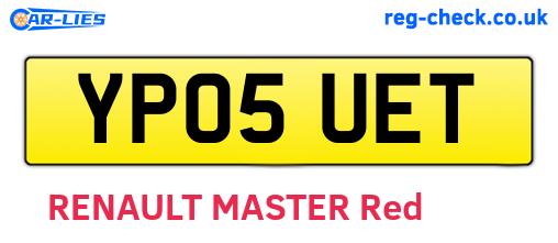 YP05UET are the vehicle registration plates.