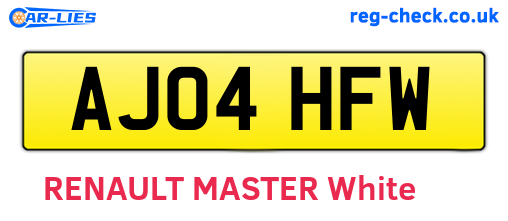 AJ04HFW are the vehicle registration plates.